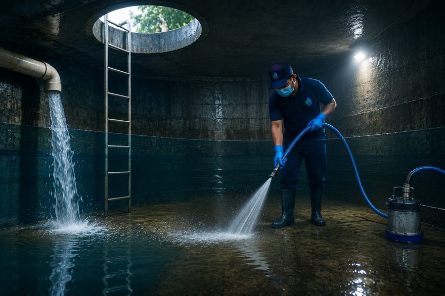 Underground water tank and sump cleaning service in Faridabad by ShineX Master